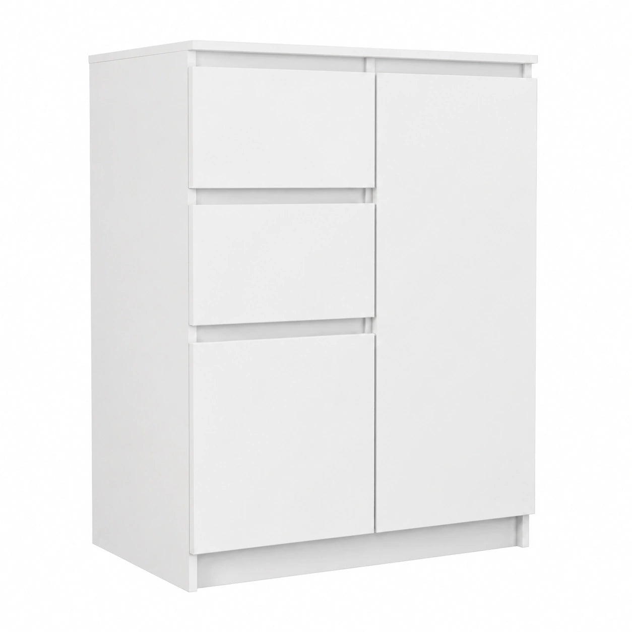 Cassettiera Compatta con 2 Ante e 2 Cassetti Mobile Contenitore Stretto per Ingresso Camera e Ufficio Salvaspazio 70 × 40 × 97 cm - Bianco