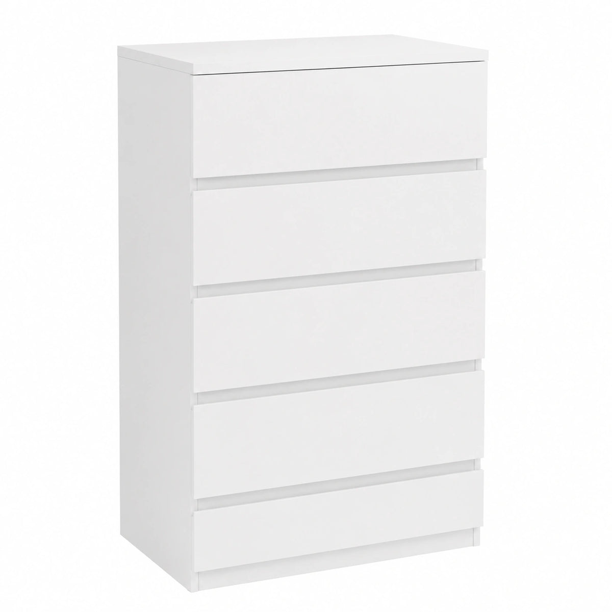 Cassettiera Moderna 5 Cassetti 55 × 33 × 100 cm Bianco Lucido, Antiribaltamento, Cassettiera in Legno Truciolato