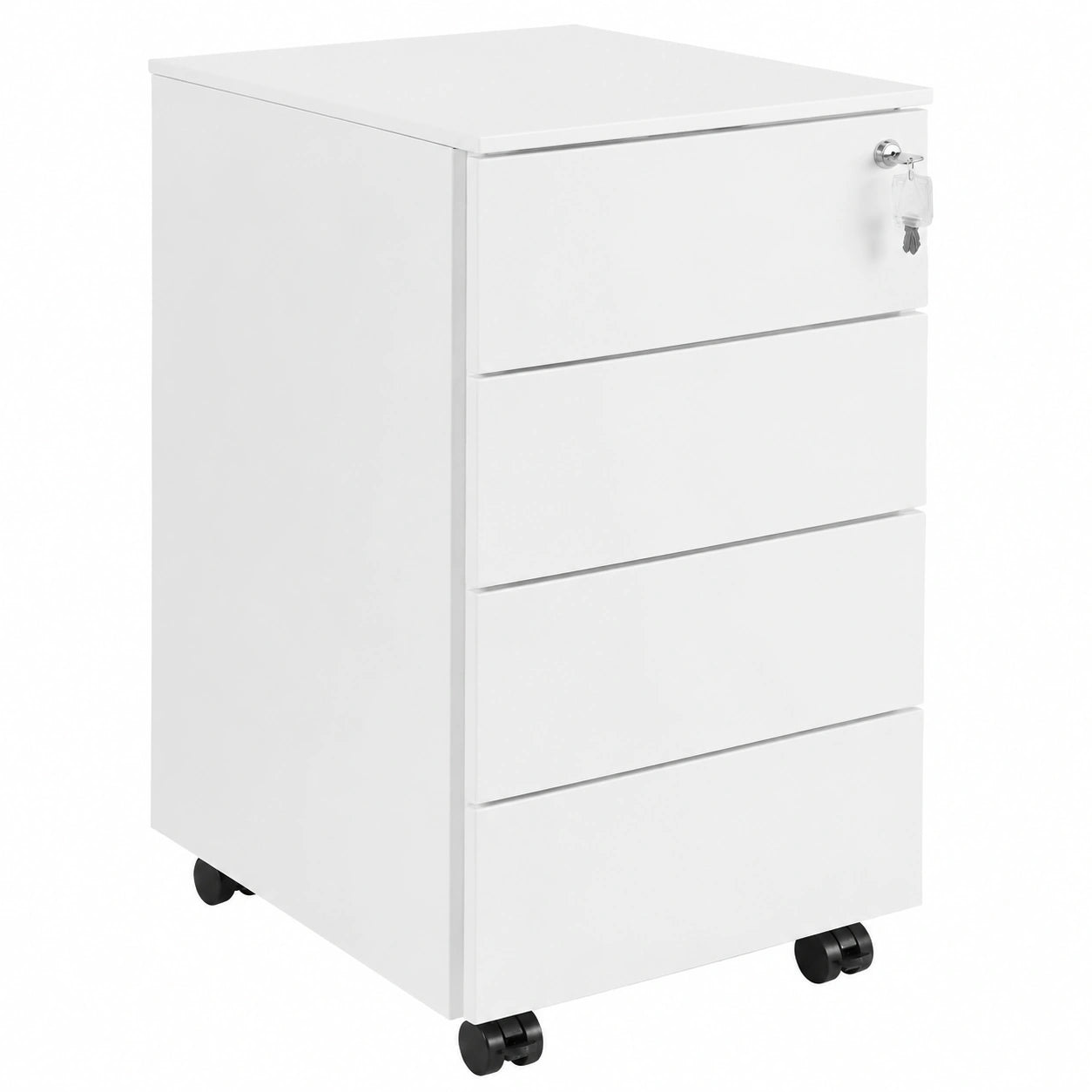 Cassettiera con cassetti, armadietto mobile sotto scrivania, con chiusura a chiave, 4 cassetti, 4 chiavi