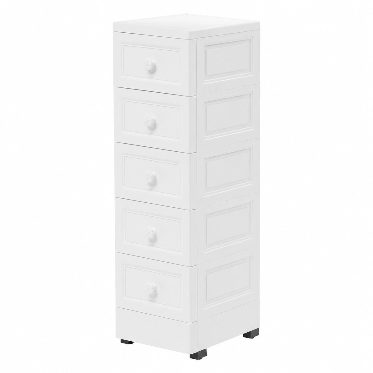 Cassettiera con ruote, 5 cassetti, impermeabile, cassettiera sottile, 34 cm di profondità
