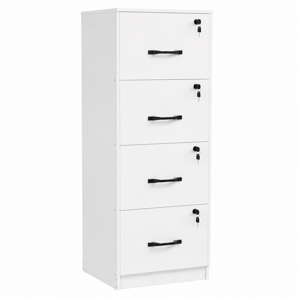 Cassettiera da Ufficio, Mobile per Documenti, Supporto per Stampante, 4 Cassetti con Serratura, Barre Sospese Regolabili