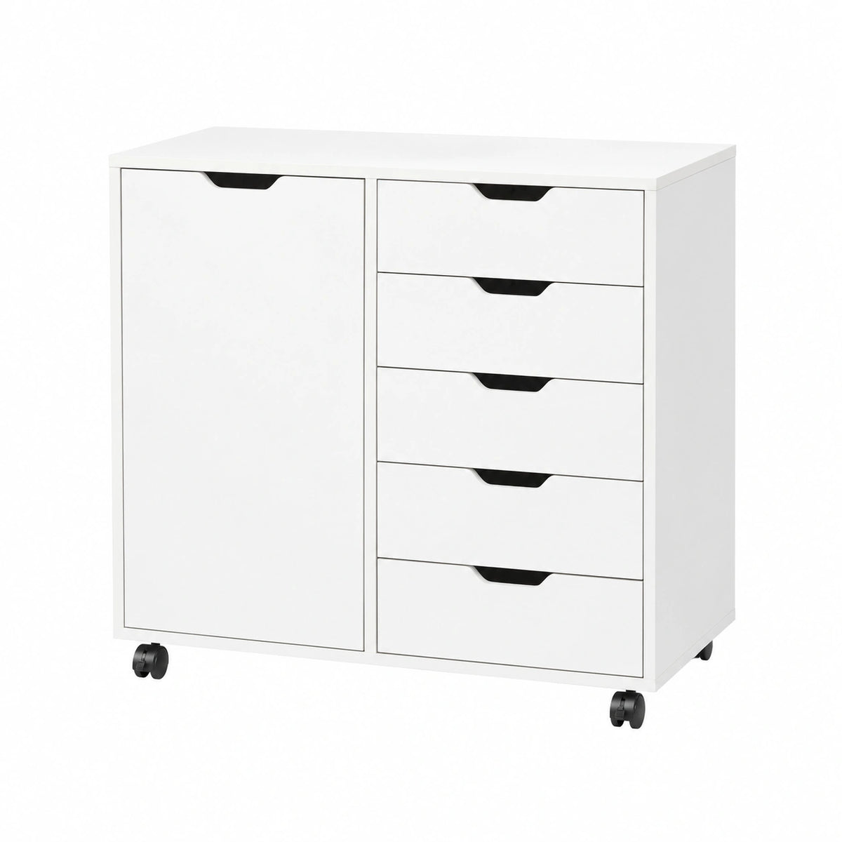 Armadio 2 Livelli, Mobile Sottoscrivania in Legno per Libri e Formati A4, Letter, Legal, Bianco