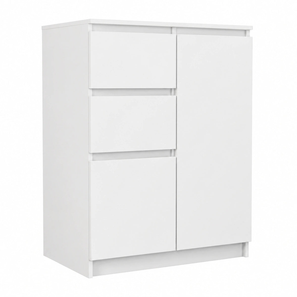 Cassettiera Compatta con 2 Ante e 2 Cassetti Mobile Contenitore Stretto per Ingresso Camera e Ufficio Salvaspazio 70 × 40 × 97 cm - Bianco