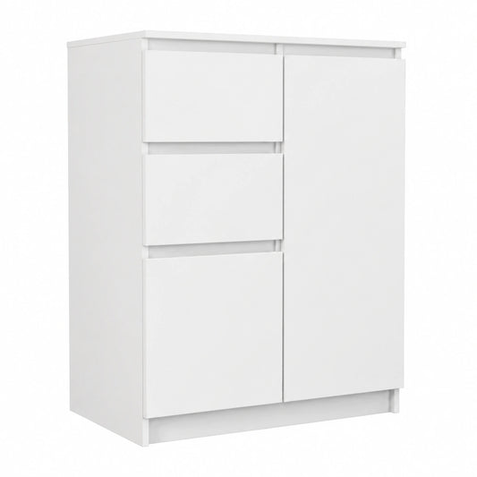 Cassettiera Compatta con 2 Ante e 2 Cassetti Mobile Contenitore Stretto per Ingresso Camera e Ufficio Salvaspazio 70 × 40 × 97 cm - Bianco