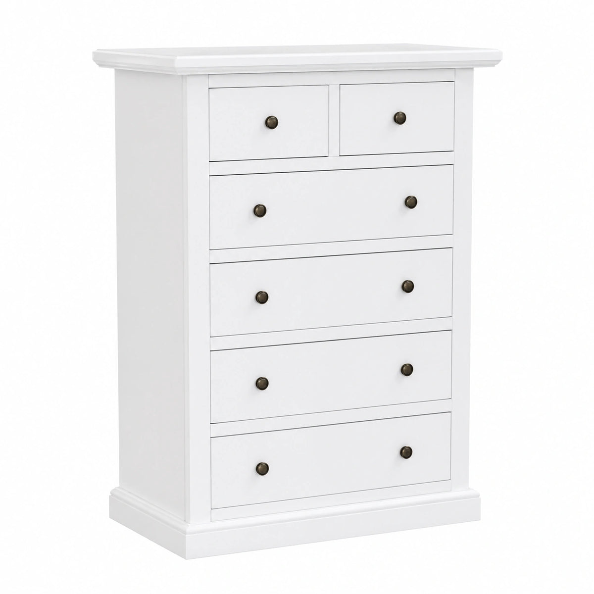 CASSETTIERA 4 + 2 CASSETTI IN LEGNO SHABBY CHIC LACCATO BIANCO