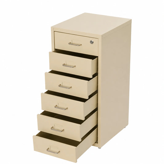 Cassettiera mobile, armadietto per documenti con 6 cassetti, armadietto da ufficio con ruote, cassettiera in metallo sotto scrivania per ufficio