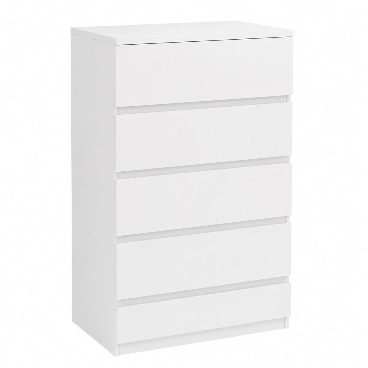 Cassettiera Moderna 5 Cassetti 55 × 33 × 100 cm Bianco Lucido, Antiribaltamento, Cassettiera in Legno Truciolato