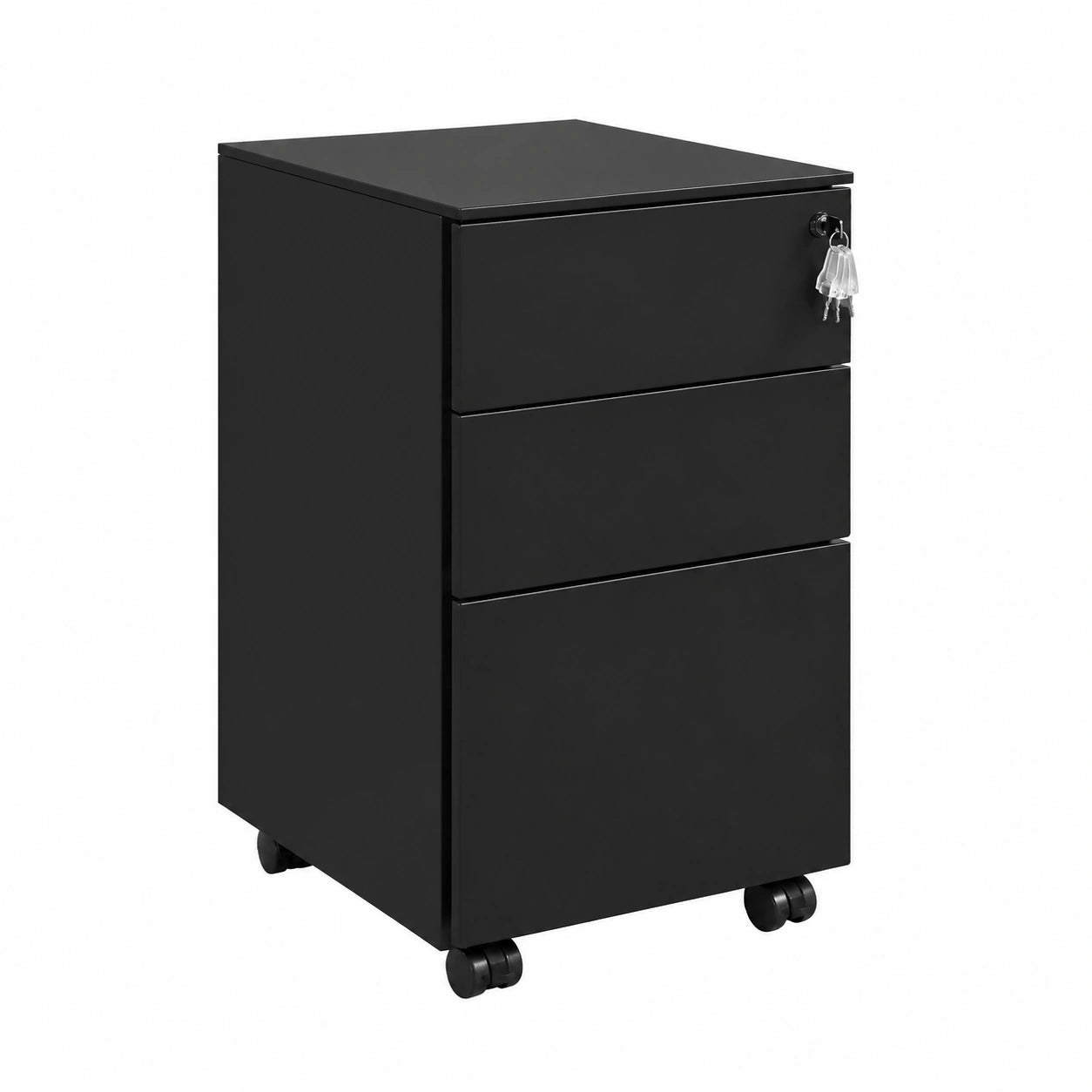 Cassettiera Scrivania Mobile, Cassettiera con Serratura, 4 Chiavi, 4 Cassetti, in Acciaio