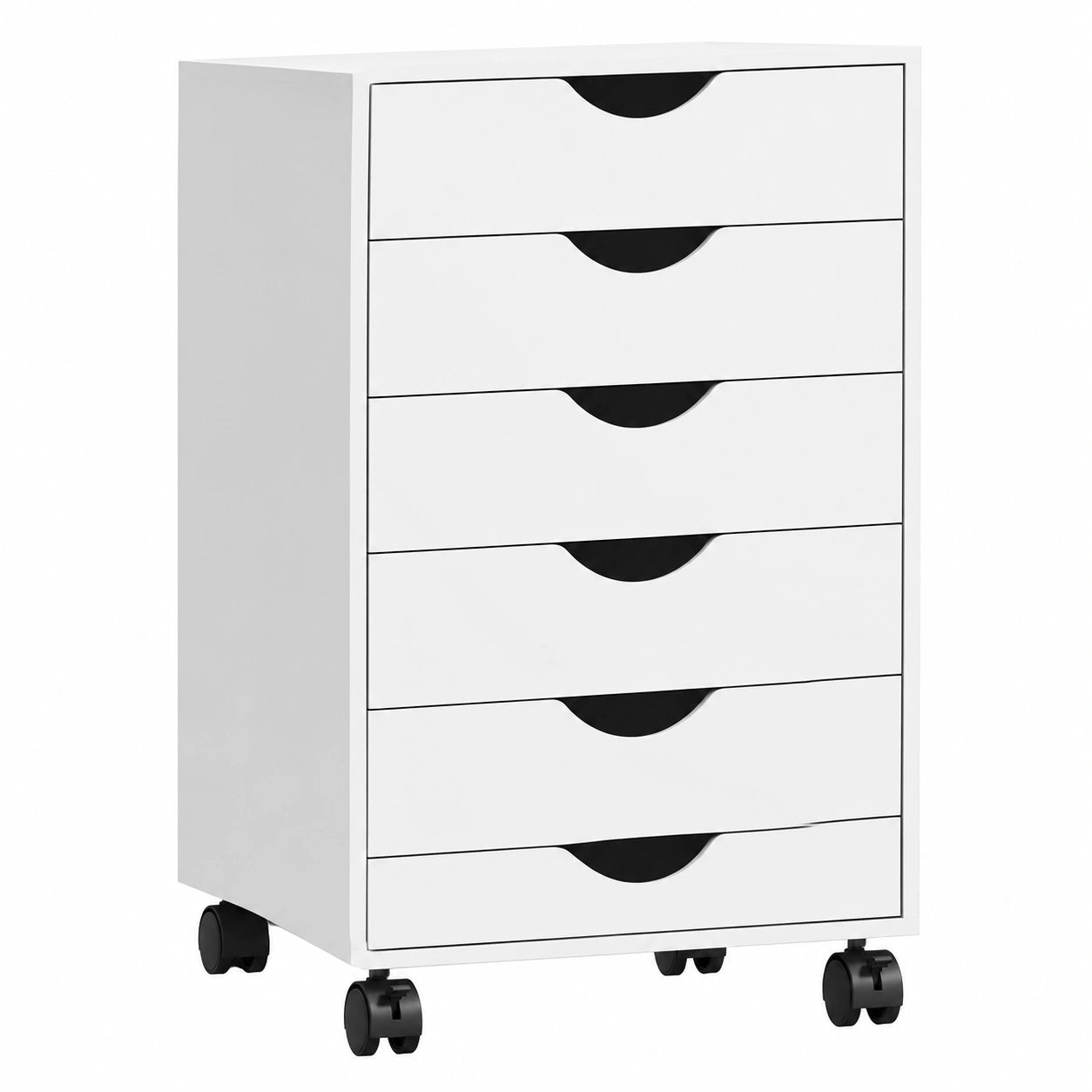 Schedario da Ufficio 5 Cassetti Ruote a Freni 40 × 40 × 67 cm Bianco, Cassettiera Ufficio per Lettera, Formato A4, Armadietto Verticale per Studio