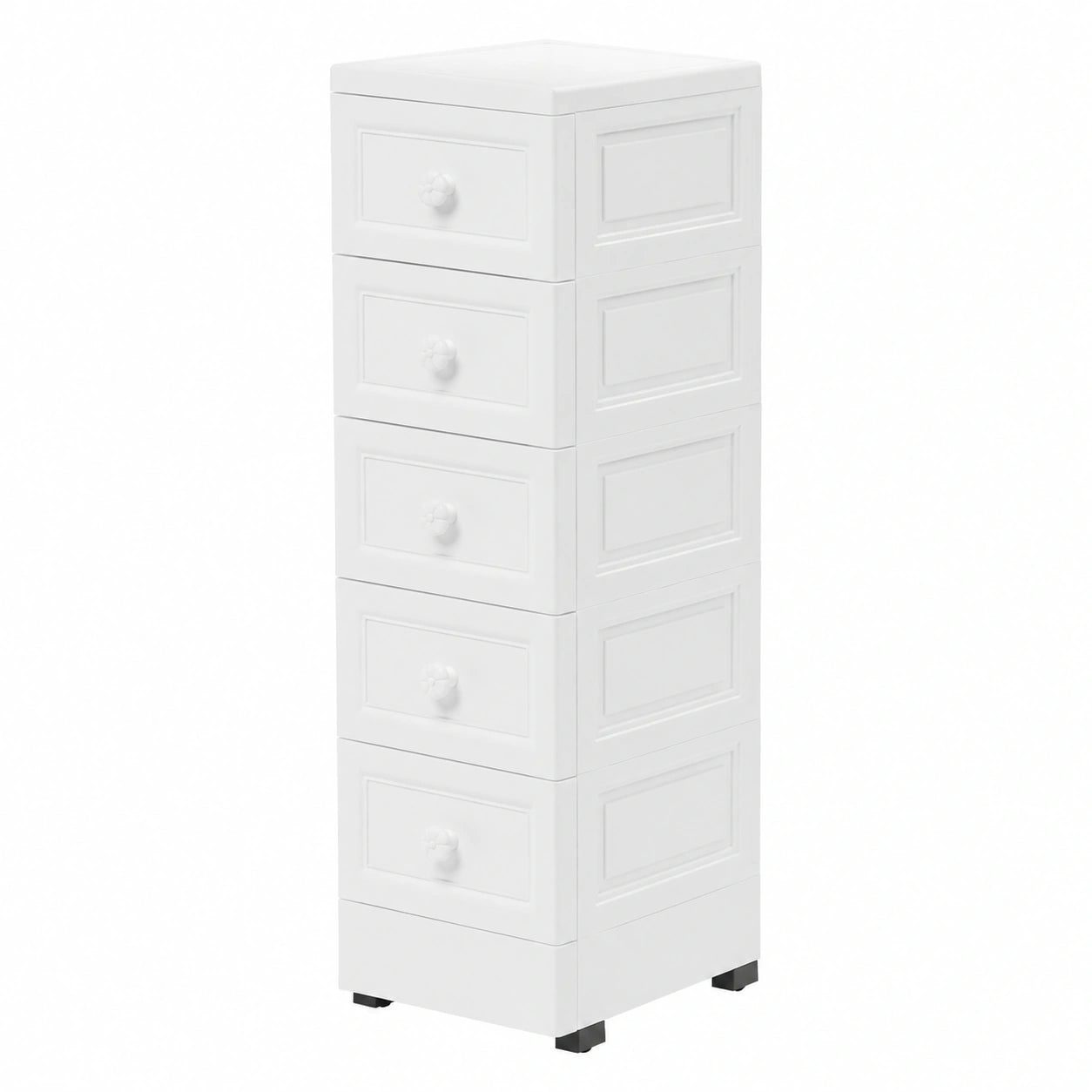 Cassettiera con ruote, 5 cassetti, impermeabile, cassettiera sottile, 34 cm di profondità