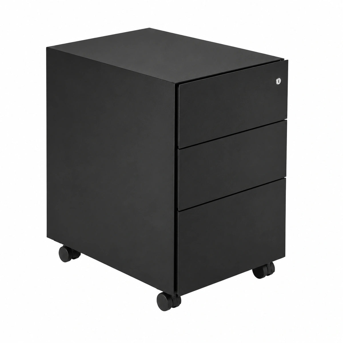 Cassettiera da Scrivania in Metallo con Ruote - Cassettiera Ufficio Minimal con chiave, Dimensioni cm. 54 × 42 × 53,5, in Italy (Nero)