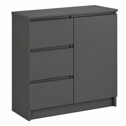 Cassettiera K-80 JERRY con 3 Cassetti, Armadio Cameretta con 2 Ripiani e 1 Anta, Moderna Mobiletto per Soggiorno, Moderno, 80 × 77 × 35 cm