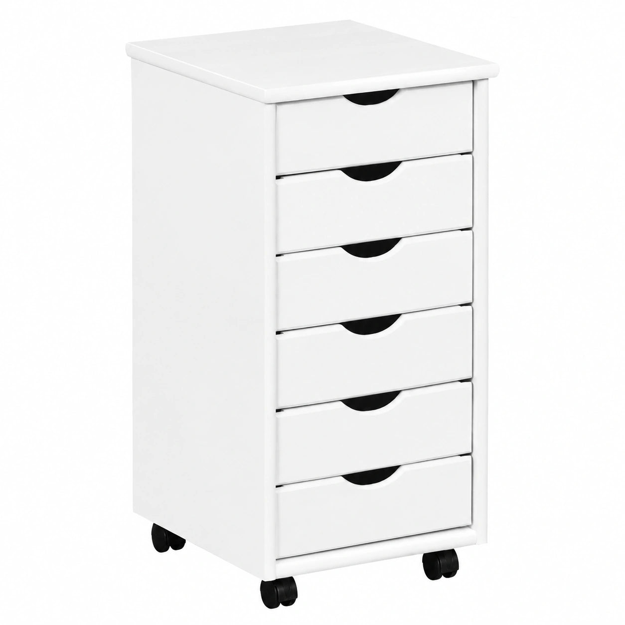 Inter Link Simon, Caisson de Bureau à Roulettes 6 Tiroirs, Bois de Pin Massif Laqué Blanc, 35 × 40 × 65 cm