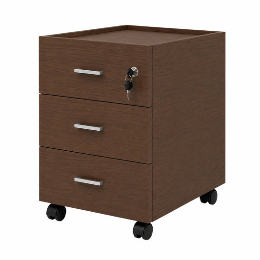 Cassettiera da ufficio con chiave e ruote, montata, cassettiera con 3 cassetti per scrivania, 40 × 51,5 × 55 cm (larghezza x altezza x profondità)
