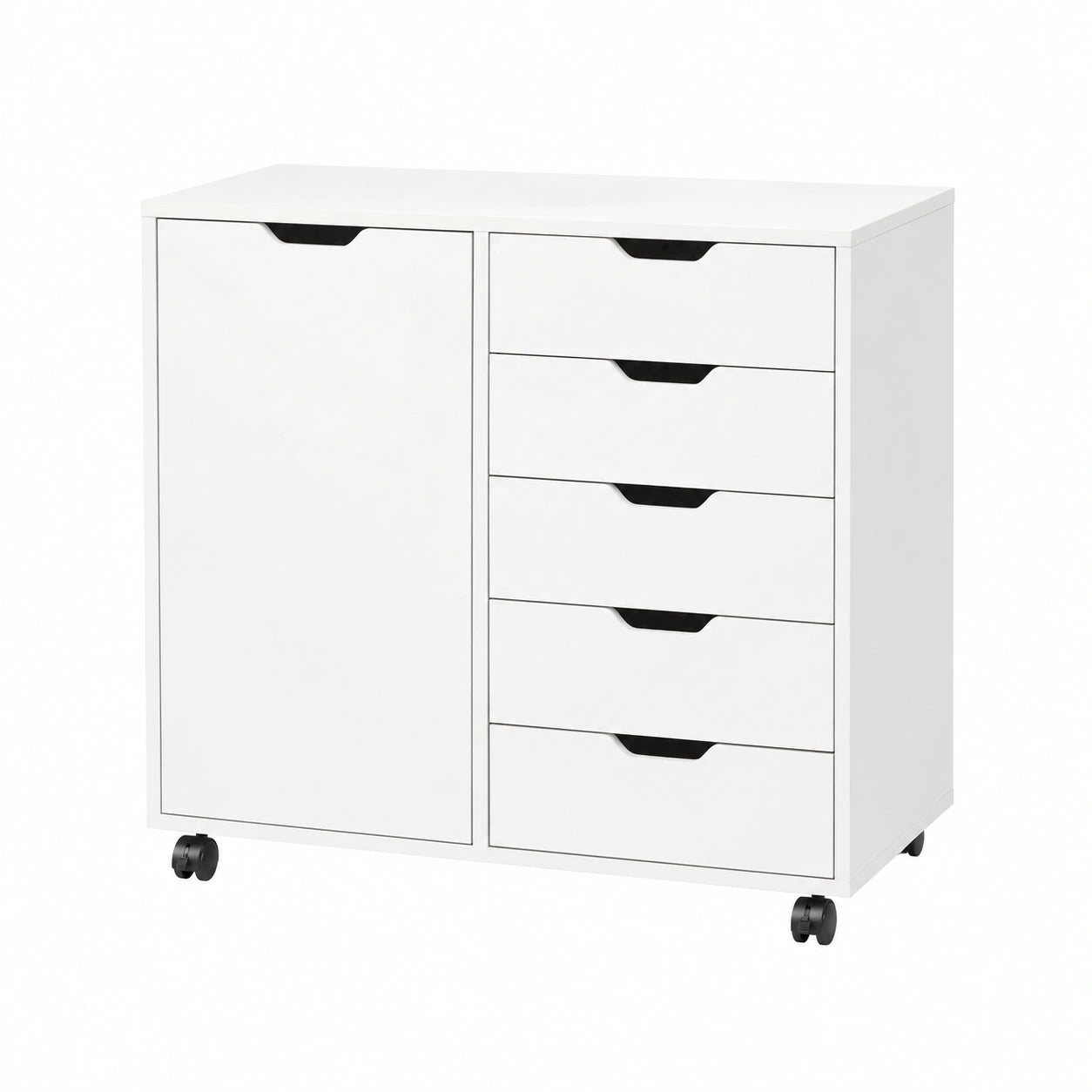 Armadio 2 Livelli, Mobile Sottoscrivania in Legno per Libri e Formati A4, Letter, Legal, Bianco