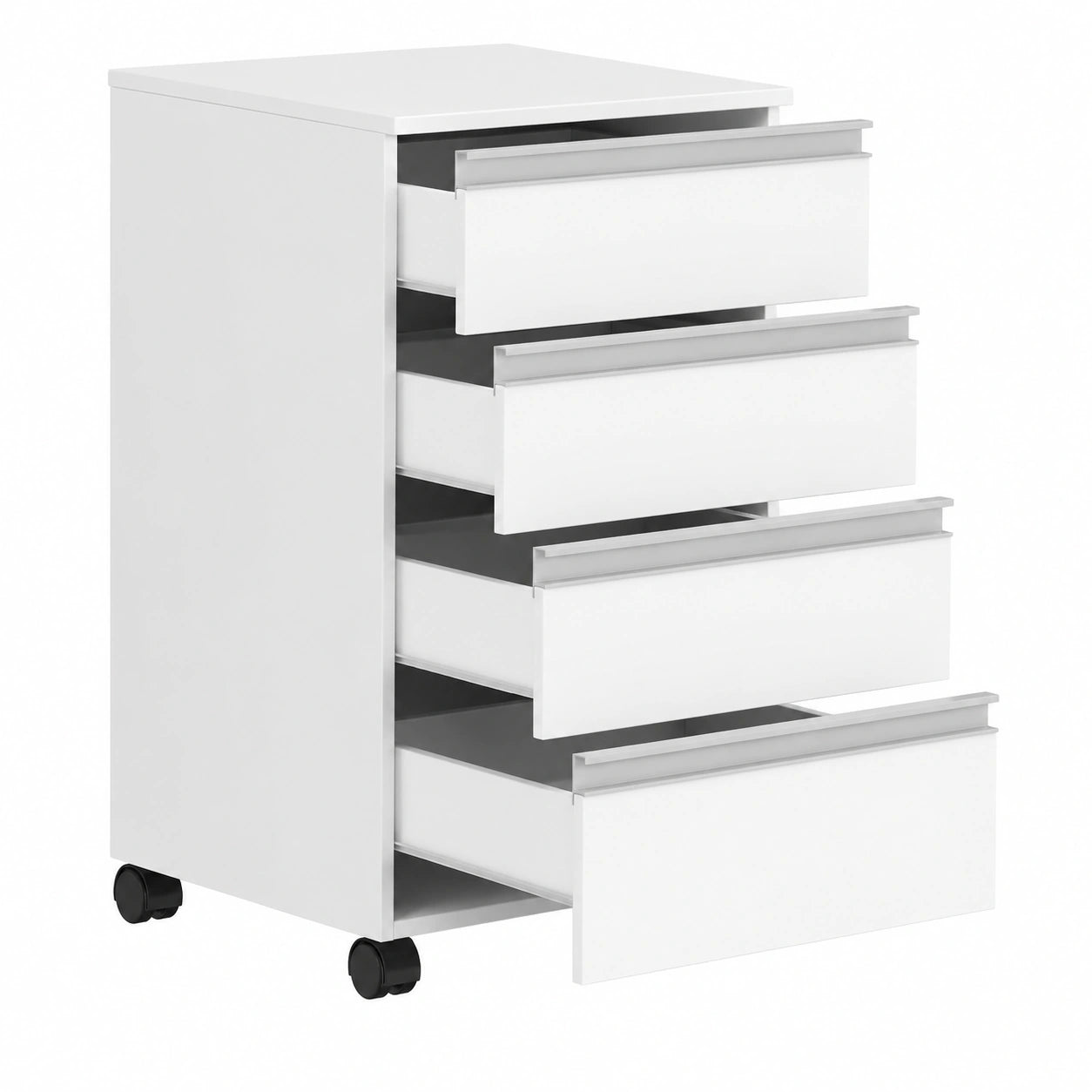 Cassettiera da Ufficio 5 Cassetti con Ruote, Bianco, 40 × 40 × 70 cm, Schedario da ufficio, Per Scrivania e Studio