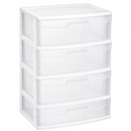 Acan Tradineur - Comò organizzatore 'Nilo' - Ideale per la casa o l'ufficio - Fabbricato in plastica - 4 Cassetti Trasparenti - 80,5 × 56 × 40 cm -