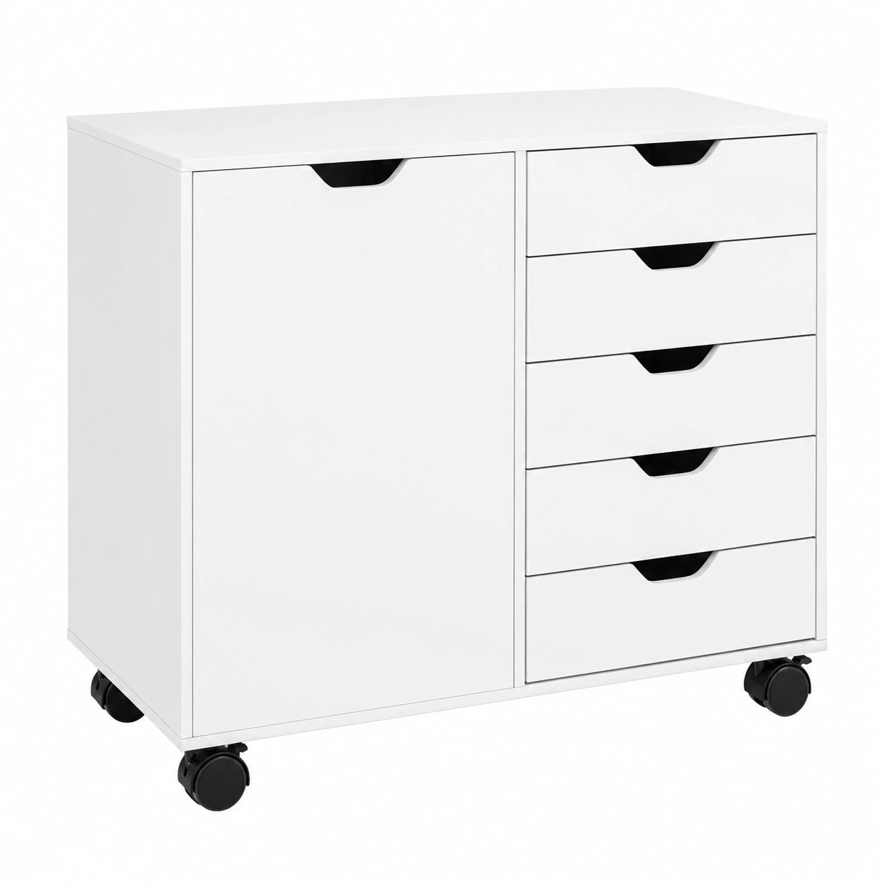 Armadietto per Documenti con 5 Cassetti 78 × 40 × 66.5 cm Bianco, Armadio da Ufficio con Ripiano Regolabile, Mobiletto Multiuso Portaoggetti