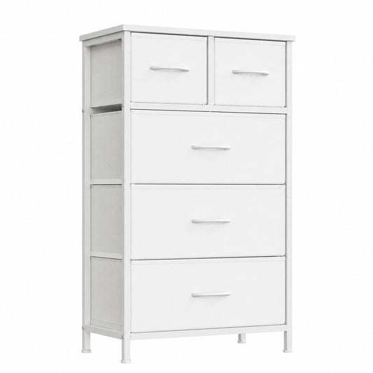 Cassettiera con 5 Cassetti in Tessuto, Mobiletto Portaoggetti, Struttura in Acciaio, 50,6 × 30 × 96,2 cm, per Camera da Letto