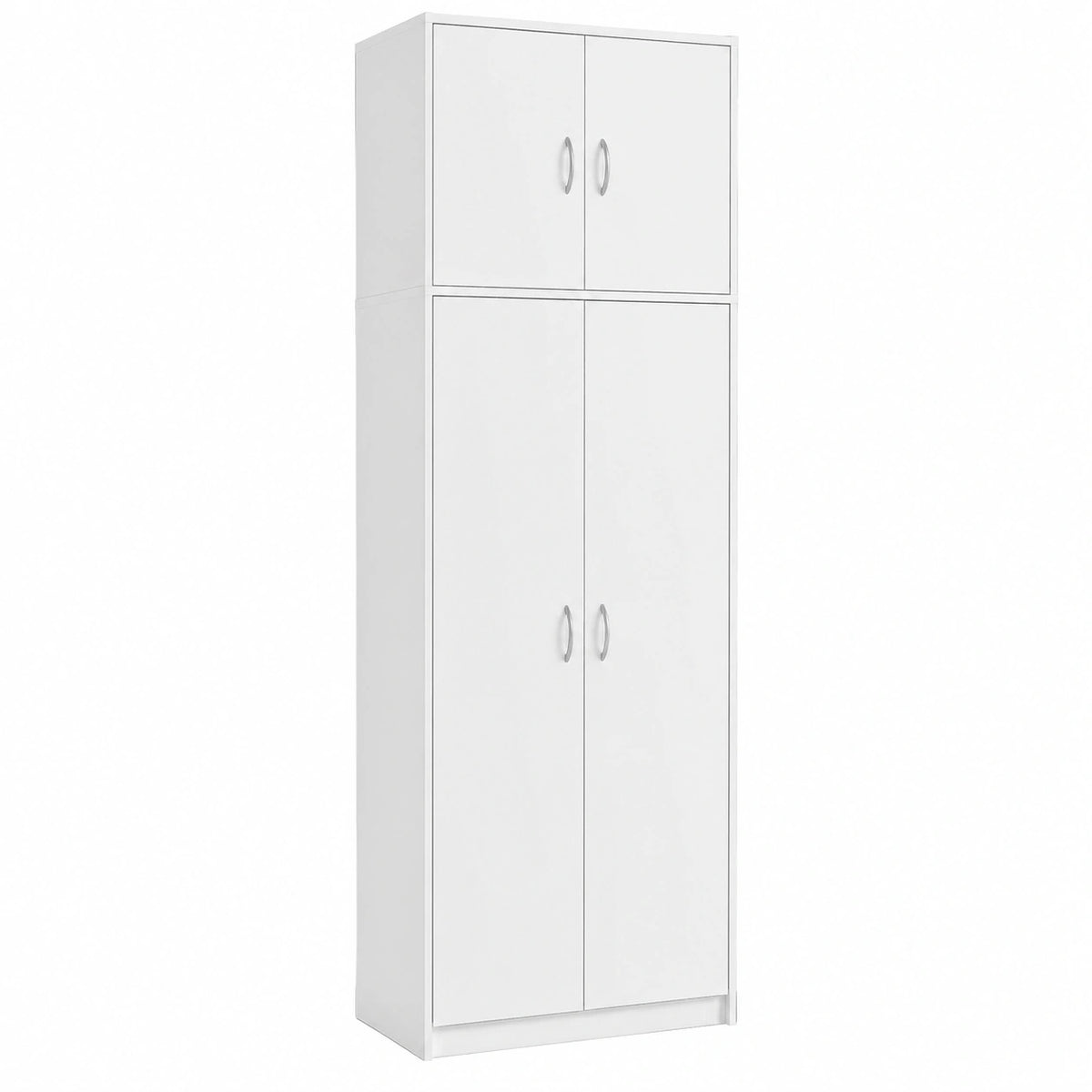 Armadietto alto da ufficio Armadietto multiuso, con 4 ante e 7 scomparti, 235 × 74 × 35 cm (Bianco)